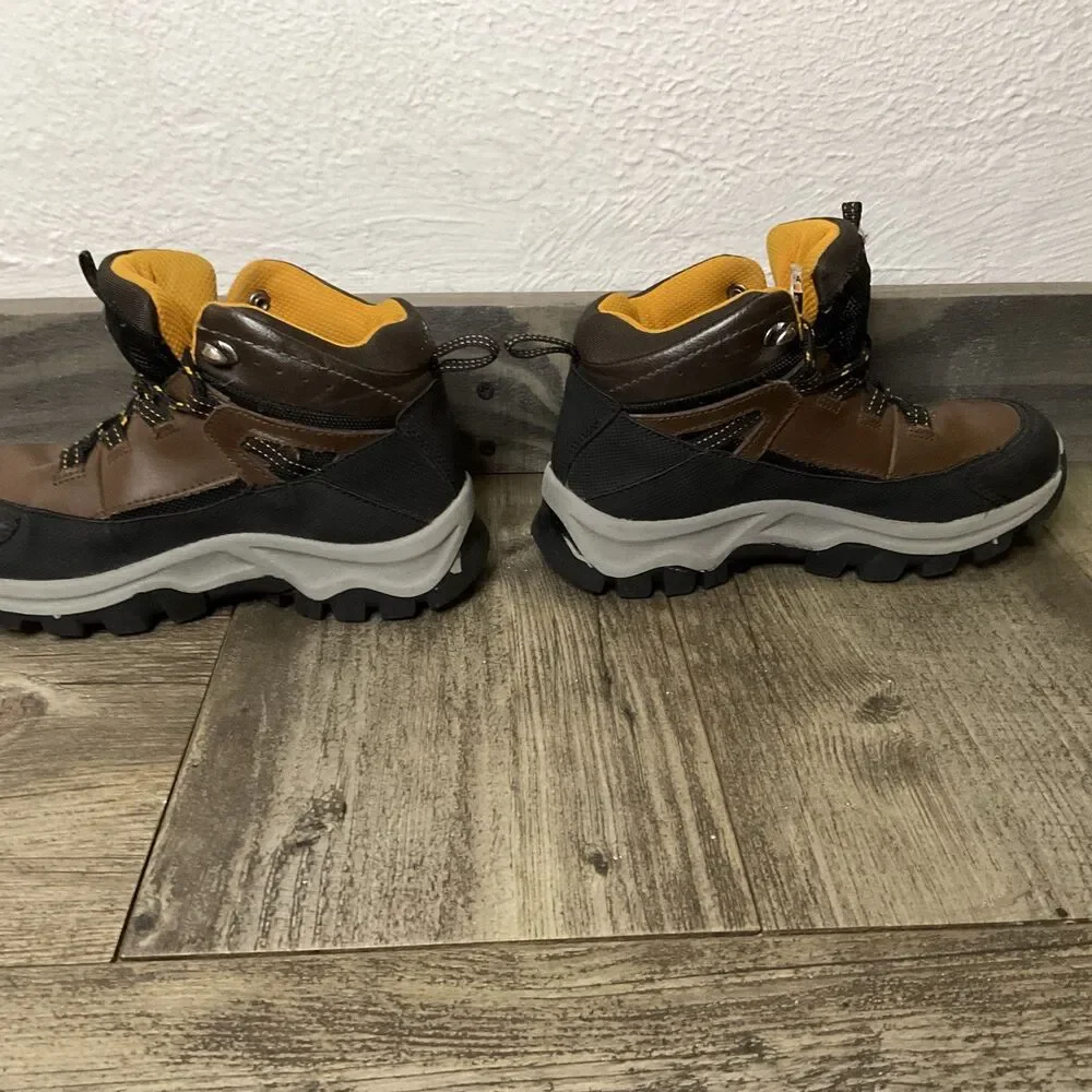 SIZE 1 PACIFIC MOUNTAIN KINGSTON JR HIKING BOOT WATERPROOF CHOCOLATE/ORANGE BOY